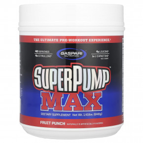 Gaspari Nutrition, SuperPump Max, фруктовый пунш, 640 г (1,41 фунта) - описание | фото