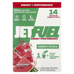 GAT, JetFuel®, Energy + Performance, энергетические палочки, арбуз, 14 пакетиков по 6,76 г (0,24 унции) в Москве - eco-herb.ru | фото