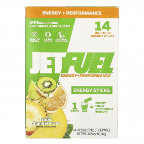 GAT, JetFuel®, Energy + Performance, Energy Sticks, Tropic Thunderburst, 14 пакетиков по 7,39 г (0,26 унции) в Москве - eco-herb.ru | фото