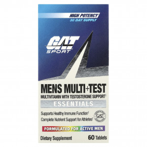 GAT, Mens Multi + Test, мультивитамины с тестостероном для мужчин, высокая эффективность, 60 таблеток - описание | фото