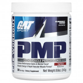 GAT, PMP, без СТМ, Peak Muscle Performance, со вкусом фруктового пунша, 243 г (8,6 унции) - описание