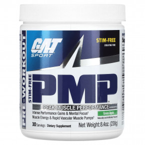 GAT, PMP без СТМ, Peak Muscle Performance, со вкусом зеленого яблока, 238 г (8,4 унции) - описание