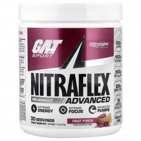 GAT, Sport, NITRAFLEX® Advanced, предтренировочный комплекс, фруктовый пунш, 315 г (11,1 унции) - описание | фото