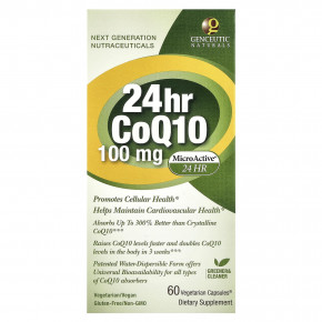 Genceutic Naturals, 24hr CoQ10, 100 мг, 60 Vegetarian Capsules® - описание | фото