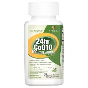 Genceutic Naturals, Коэнзим Q10 24 Часа, 100 мг, 60 вегетарианских капсул в Москве - eco-herb.ru | фото
