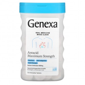 Genexa LLC, Antacid Maximum Strength, Organic Berry & Vanilla , 1000 mg , 72 Chewable Tablets в Москве - eco-herb.ru | фото