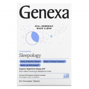 Genexa, Sleepology, органическое средство для сна, ваниль и лаванда, 60 жевательных таблеток в Москве - eco-herb.ru | фото