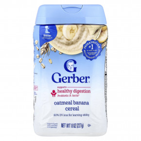 Gerber, 2nd Foods®, каша, овсянка с бананом, 227 г (8 унций) - описание | фото