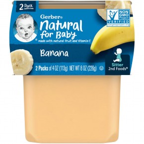 Gerber, Банан, 2nd Foods, 2 пакетика по 113 г (4 унции) - описание