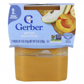 Gerber, детское питание, 2nd Foods®, абрикосовое ассорти, 2 упаковки по 113 г (4 унции) - описание
