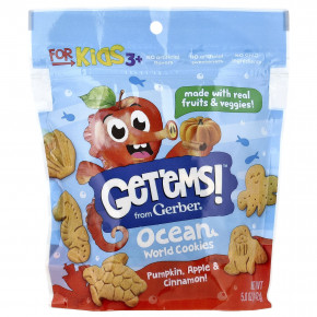 Gerber, Get'ems! ™, печенье Ocean World, для детей от 3 лет, тыква, яблоко и корица, 142 г (5 унций) - описание