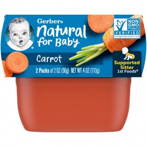 Gerber, Natural for Baby, 1st Foods, Carrot, 2 Pack, 2 oz (56 g) Each - описание
