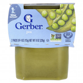 Gerber, Natural for Baby, 2nd Foods®, гороховый продукт, 2 пакетика по 113 г (4 унции) - описание
