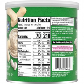 Gerber, Organic для малышей, маленькие хрустящие хлопья, с растительным вкусом, запеченные снеки, для детей от 12 месяцев, хумус из белой фасоли, 45 г (1,59 унции) в Москве - eco-herb.ru | фото
