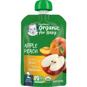 Gerber, Organic for Baby, 2nd Foods, яблоки и персики, 99 г (3,5 унции) - описание