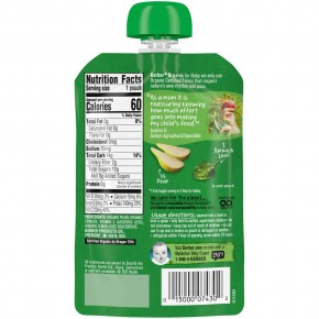 Gerber, Organic for Baby, 2nd Foods, Pear Spinach, 3.5 oz (99 g) в Москве - eco-herb.ru | фото