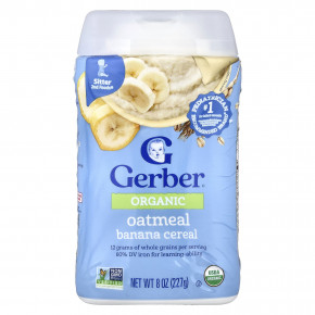 Gerber, Organic for Baby, Grain & Grow™, 2nd Foods®, овсяная и банановая хлопья, 227 г (8 унций) - описание | фото