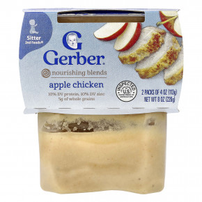 Gerber, питательные смеси, 2nd Foods®, со вкусом яблока и курицы, 2 шт. в упаковке, 113 г (4 унции) - описание