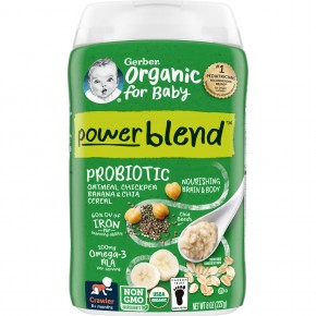 Gerber, Powerblend Organic для детей от 8 месяцев, пробиотическая овсянка, нут, банан и хлопья чиа, 227 г (8 унций) в Москве - eco-herb.ru | фото