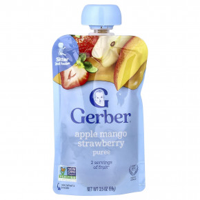 Gerber, пюре 2nd Foods®, яблоко, манго и клубника, 99 г (3,5 унции) - описание