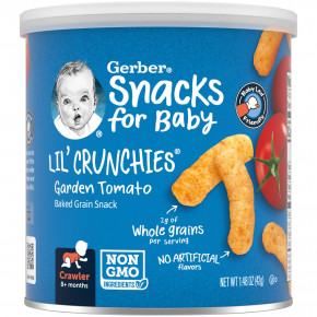 Gerber, Lil' Crunchies®, снек из запеченных злаков, для детей от 8 месяцев, томат, 42 г (1,48 унции) - описание | фото
