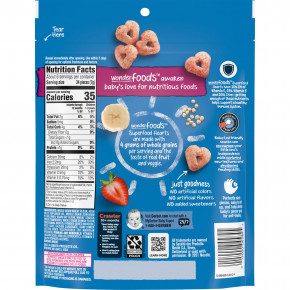 Gerber, Snacks for Baby, Wonder Foods, воздушные закуски из нескольких злаков, Superfood Hearts, от 10 месяцев, киноа, клубника, банан, брокколи, 42 г (1,48 унции) (Товар снят с продажи) в Москве - eco-herb.ru | фото
