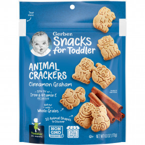 Gerber, Snacks for Toddler, Animal Crackers, от 12 месяцев, корица, 170 г (6 унций) (Товар снят с продажи) в Москве - eco-herb.ru | фото