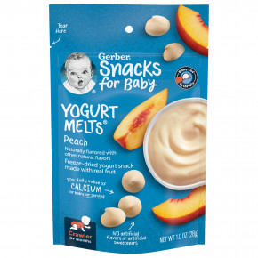 Gerber, Yogurt Melts, для малышей от 8 месяцев, с персиком, 28 г (1 унция) - описание