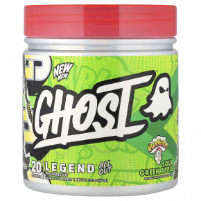 Ghost, Legend® All Out Pre-Workout, Warheads®, кислое зеленое яблоко, 450 г (15,9 унции) - описание | фото