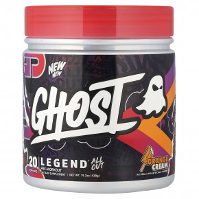 Ghost, Legend® All Out, предтренировочный комплекс, апельсиновый крем, 430 г (15,2 унции) - описание | фото