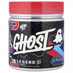 Ghost, Legend® All Out, предтренировочный комплекс, голубая малина, 440 г (15,5 унции) - описание
