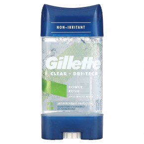 Gillette, Clear + Dri-Tech, дезодорант и антиперспирант, Power Rush, 107 г (3,8 унции) - описание