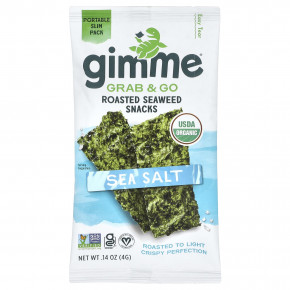 gimMe, Grab & Go, жареные снеки из морских водорослей, морская соль, 5 шт. В упаковке, 4 г (0,14 унции) в Москве - eco-herb.ru | фото