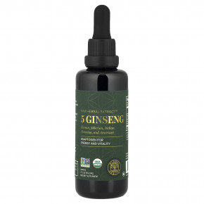 Global Healing, Raw Herbal Extract ™, женьшень 5, 59,2 мл (2 жидк. Унции) - описание | фото