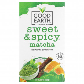 Good Earth Teas, зеленый чай матча, сладкий и пряный, 18 чайных пакетиков, 38,8 г (1,37 унции) в Москве - eco-herb.ru | фото