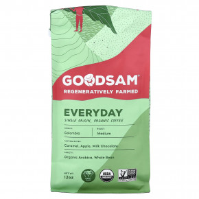 GoodSam, органический кофе одного происхождения, для ежедневного использования, цельные зерна, средняя обжарка, 12 унций в Москве - eco-herb.ru | фото