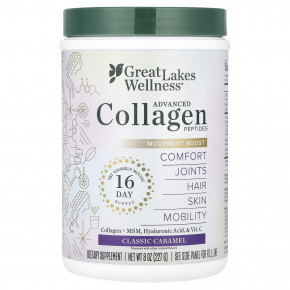 Great Lakes Wellness, Advanced Collagen Peptides, классическая карамель, 227 г (8 унций) - описание