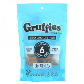 Green Gruff, Gruffies, Skin & Coat, лакомства для собак с арахисовым маслом, 170 г (6 унций) в Москве - eco-herb.ru | фото