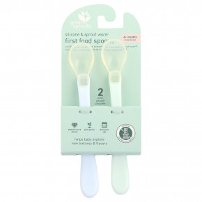 Green Sprouts, Silicone & Sprout Ware®, First Food Spoons, от 6 месяцев, Light Ealight, 2 упаковки в Москве - eco-herb.ru | фото