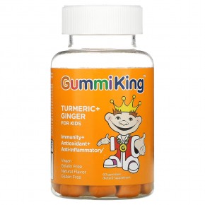 GummiKing, Куркума и имбирь, для детей, иммунитет, антиоксидант и противовоспалительное средство, манго, 60 жевательных таблеток в Москве - eco-herb.ru | фото