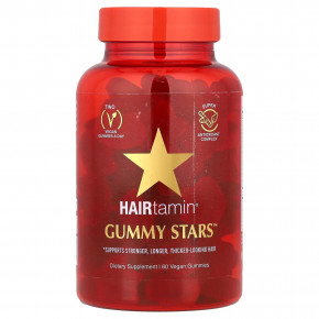 HAIRtamin, Gummy Stars ™, смесь суперфруктов, 60 веганских жевательных мармеладок в Москве - eco-herb.ru | фото
