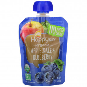 Happy Family Organics, Happy Kid, органическое яблоко, капуста и голубика, 4 пакетика по 90 г (3,17 унции) (Товар снят с продажи) в Москве - eco-herb.ru | фото