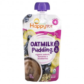 Happy Family Organics, Happy Tot, Oatmilk Pudding, Stage 4, Organic Oatmilk, Bananas & Blueberries, 4 oz (113 g) - описание