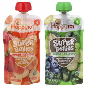 Happy Family Organics, Happy Tot®, Super Bellies™, смесь органических фруктов и овощей для детей от 2 лет, ассорти вкусов, 8 пакетиков по 113 г (4 унции) в Москве - eco-herb.ru | фото