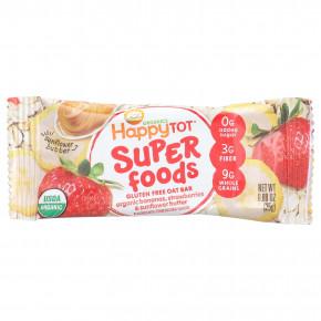 Happy Family Organics, Happy Tot, суперфуды, овсяный батончик без глютена, органические бананы, клубника и подсолнечное масло, 5 батончиков, 25 г (0,88 унции) в Москве - eco-herb.ru | фото