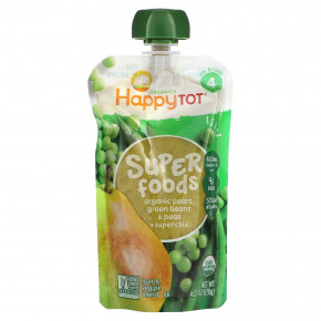 Happy Family Organics, Happytot, Superfoods, органические груши, зеленая фасоль и горох + суперчиа, 120 г (4,22 унции) в Москве - eco-herb.ru | фото
