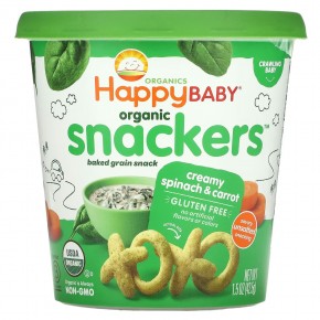 Happy Family Organics, Organic Snackers, сливочный шпинат и морковь, 42,5 г (1,5 унции) - описание