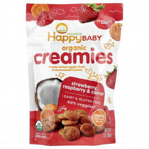 Happy Family Organics, органические снеки из сублимированных овощей, фруктов и кокосового молока, клубника, малина и морковь, 28 г (1 унция) (Товар снят с продажи) в Москве - eco-herb.ru | фото