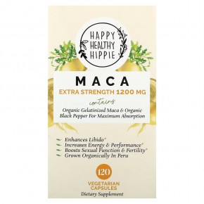 Happy Healthy Hippie, Maca, Extra Strength, 600 mg, 120 Vegetarian Capsules в Москве - eco-herb.ru | фото