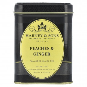 Harney & Sons, Ароматизированный черный чай, персики и имбирь, 112 г (4 унции) - описание | фото